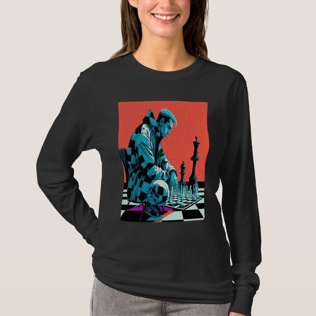 Camiseta Chess Tournament Fans Retro Pop Chess Player  1 (Frente)