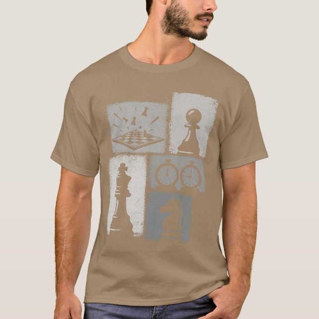 Camiseta Chess Vintage Collage Player Grandmaster Board Gam (Frente)