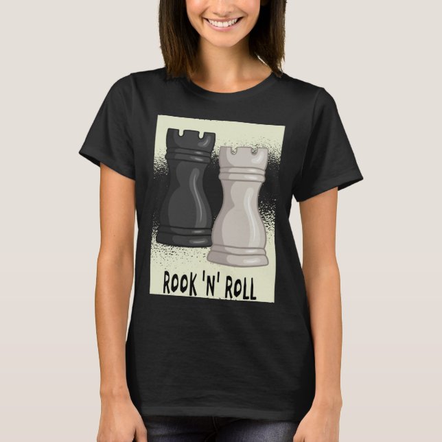 Camiseta Chess word game Rook and Roll with chess piece roo (Frente)