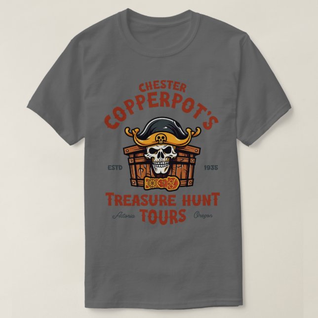 Camiseta Chester Copperpots Treasure Hunt Tours (Frente do Design)