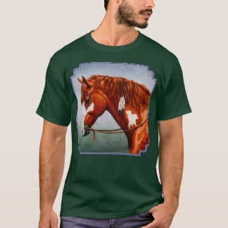 Camiseta Chestnut Pinto Cavalo 1 da Guerra Nativa Americana