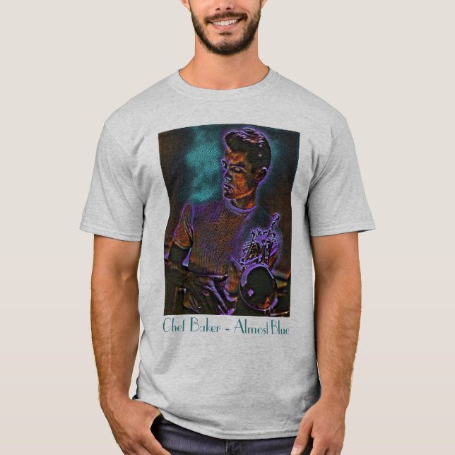 Camiseta Chet Baker, Camiseta Quase Azul (Frente)