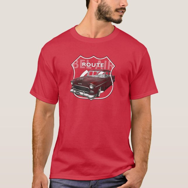 Camiseta Chevrolet Air 1955. 55 Red Chevy. Americano. (Frente)