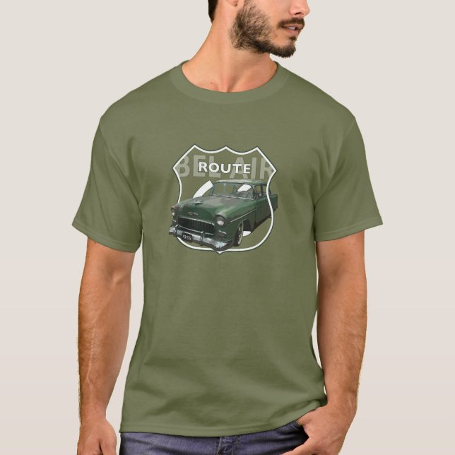 Camiseta Chevrolet Air 1955. Green Chevy 55. Americano. (Frente)