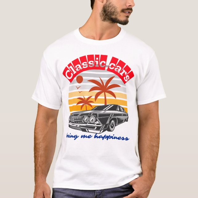 Camiseta Chevrolet Impala, carro clássico mais baixo (Frente)