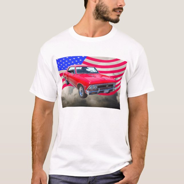 Camiseta Chevy Chevelle SS 396 com American Flag (Frente)