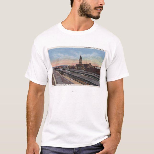 Camiseta Cheyenne, WY - estação de estrada de ferro (Frente)