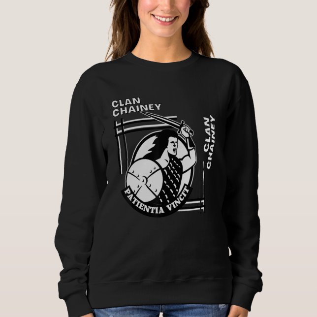 Camiseta Cheyne Clan Gaelic Motto Swordsman (Frente)