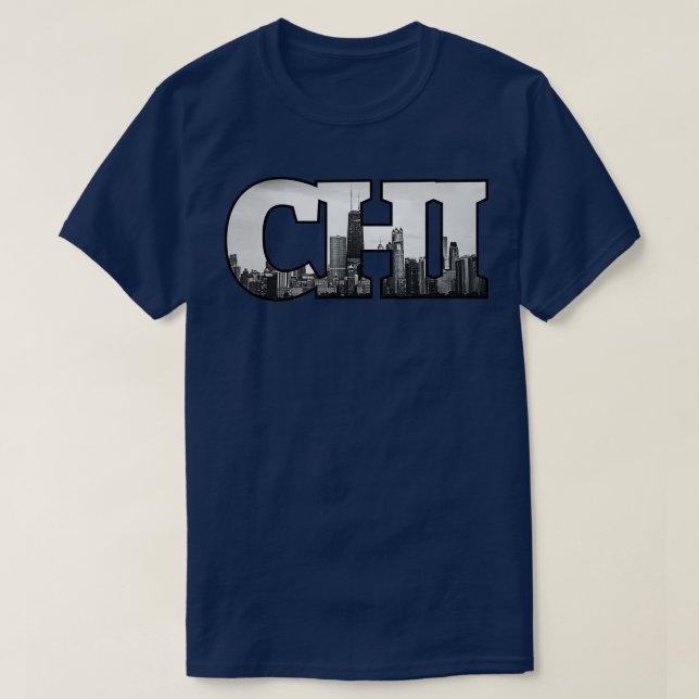 Camiseta CHI Chicago City Skyline do Centro Chicago Illin (Frente do Design)