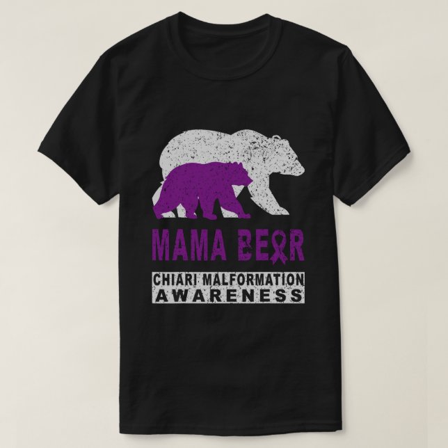 Camiseta Chiari Malformation Awarness Mama Bear Support Mo (Frente do Design)