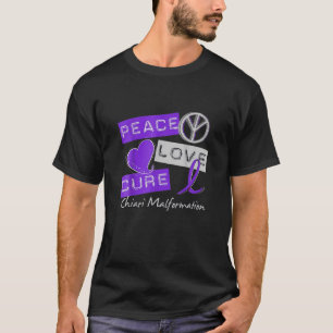 Camiseta Chiari Malformation Peace Love Cure Consciência