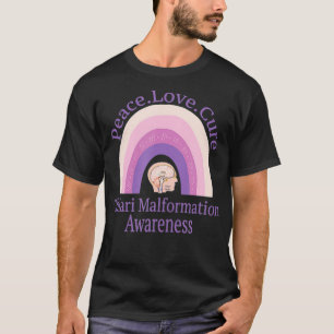 Camiseta Chiari Malformation Peace Love Cure Consciência 