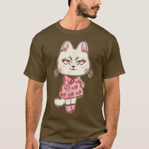 Camiseta Chibi Anime Kawaii Strawberry Gato Pastel rosa-ros