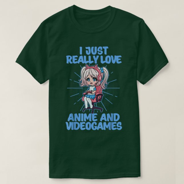 Camiseta Chibi Anime Rapariga Jogando Ao Lover Videogames O (Frente do Design)
