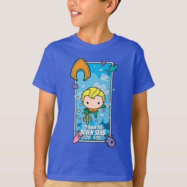 Camiseta Chibi Aquaman - Vou Natação Os Sete Mares (Frente)
