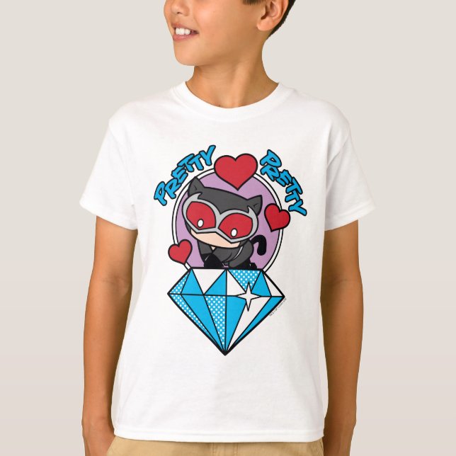 Camiseta Chibi CatWomen Sentada Em Alto Diamante (Frente)