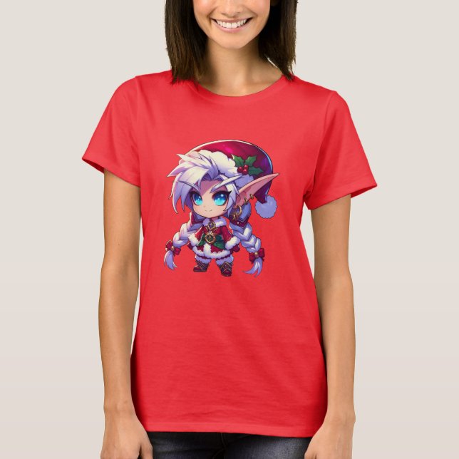 Camiseta Chibi Fantasy Christmas Elf (Frente)