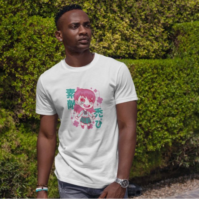 Camiseta Chibi Floral Anime Girl (Criador carregado)