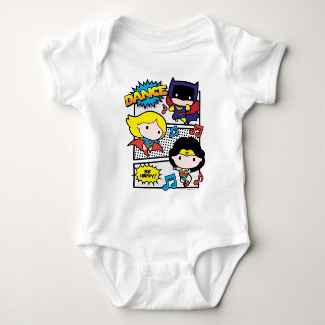 Camiseta Chibi Heroes Dançando (Frente)