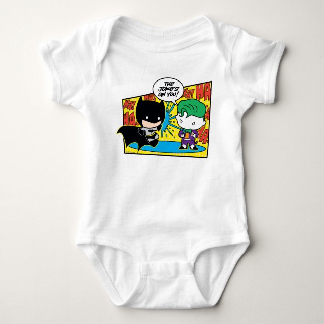 Camiseta Chibi Joker Pranking Chibi Batman (Frente)