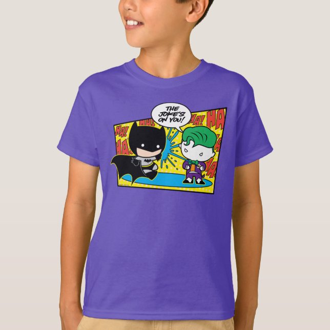 Camiseta Chibi Joker Pranking Chibi Batman (Frente)