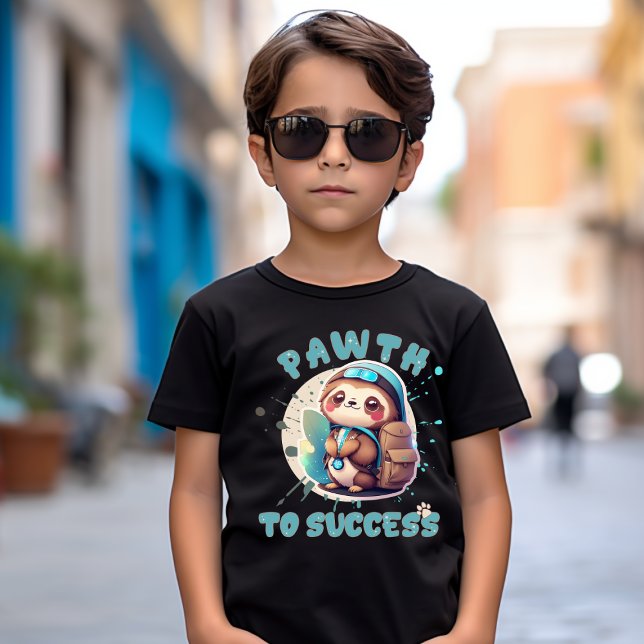 Camiseta Chibi Kawaii Sloth Name Ano escolar nas costas (Criador carregado)