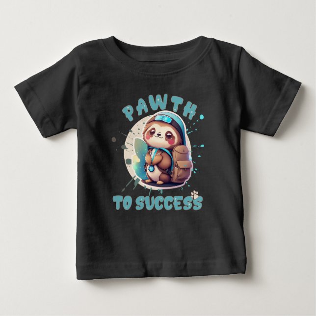 Camiseta Chibi Kawaii Sloth Name Ano escolar nas costas (Frente)