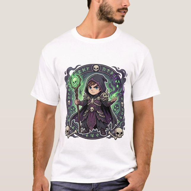 Camiseta Chibi Necromancer Dark Mage Way of the Sorcerer  (Frente)