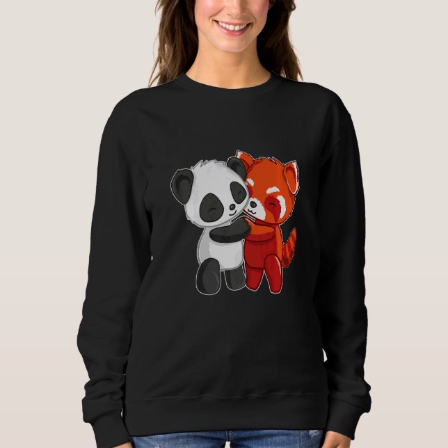 Camiseta Chibi Panda Bear Abraça Crianças Vermelhas Panda C (Frente)