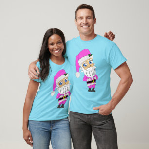 Camiseta Chibi Papai Noel terno rosa