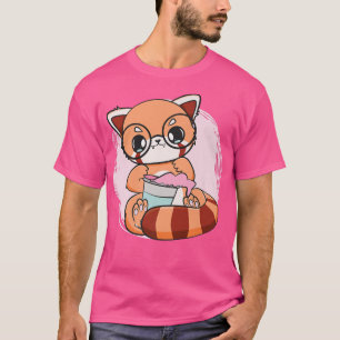 Camiseta Chibi Red Panda Boba Anime Pearl Bubble Tea Otaku