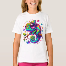 Camiseta Chibi style chameleon in rainbow colors