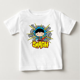 Camiseta Chibi Super-Homem Esmagando Pela Parede De Brick