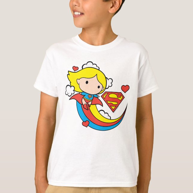 Camiseta Chibi Supergirl Flying Rainbow (Frente)
