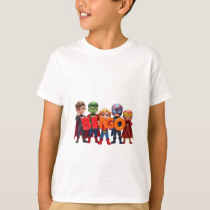 Camiseta Chibi Superheróis Ortografia "BINGO"