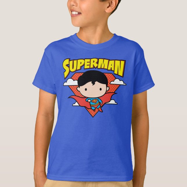Camiseta Chibi Superman Bolinhas Shield e Nome (Frente)