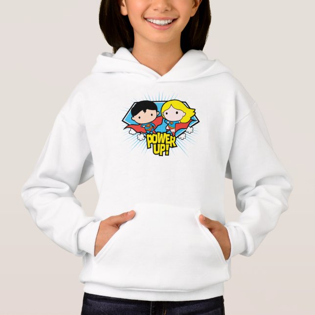 Camiseta Chibi Superman e Chibi Supergirl Ligam! (Frente)