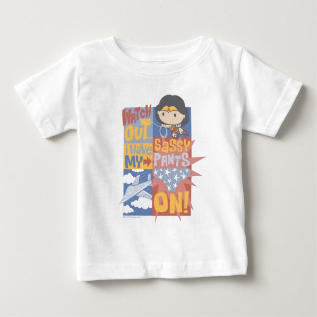 Camiseta Chibi Wonder Woman Eu Tenho Minhas Calças Sassosas (Frente)