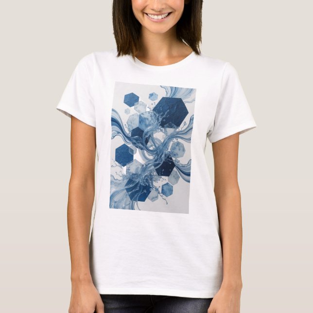 Camiseta Chic Blue com Estilo de ARTE ABSTRATO (Frente)
