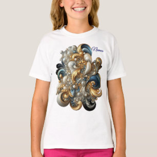 Camiseta Chic Elegant Swirls in Dourado, Silver, Blue, Yell