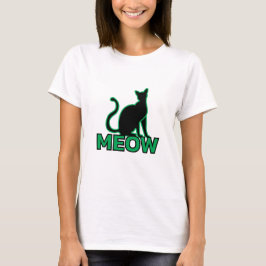 Camiseta Chic Feline Charm - Green Cat Silhouette T-