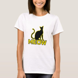 Camiseta Chic Feline Charm - "MEOW" Cat Silhouette T Shirt