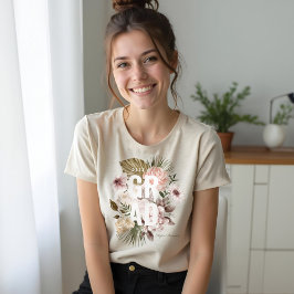 Camiseta Chic Floral Peonies Rosa Blossoms Graduação