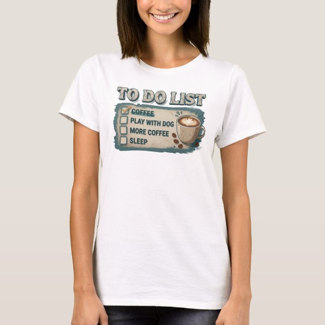 Camiseta Chic Gold CAFÉ BRINCADE COM CACHORRO Impressão de  (Frente)