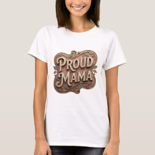 Camiseta Chic Gold ORGULHOSA MÃE Design Negrito