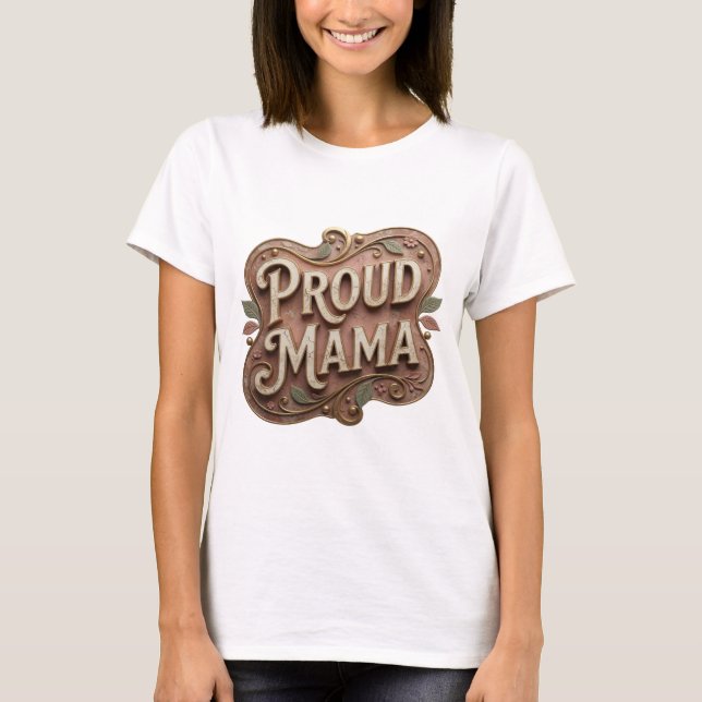 Camiseta Chic Gold ORGULHOSA MÃE Design Negrito (Frente)