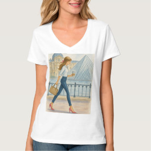 Camiseta Chic Paris Girl by the Louvre