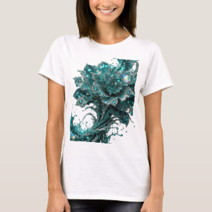 Camiseta Chic Silver BLUE JEWELLED FLOWER Slogan