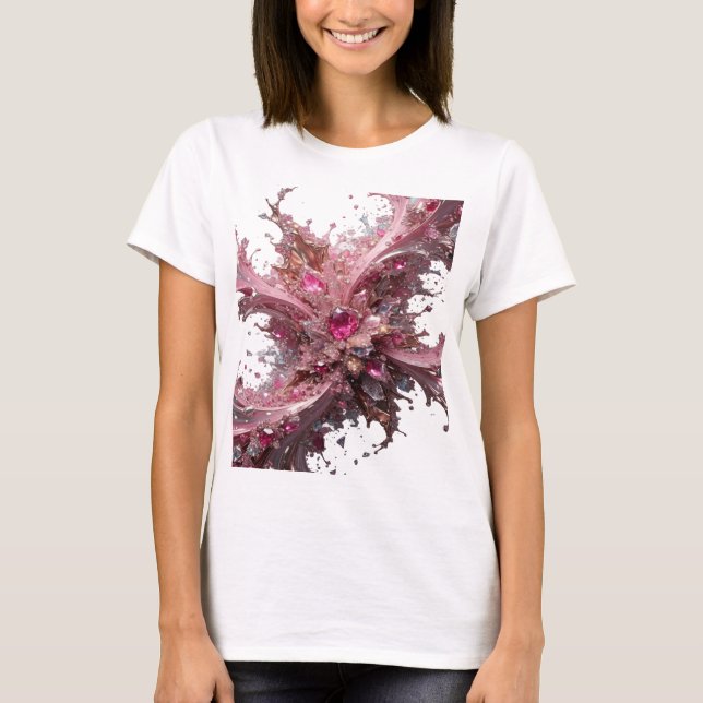 Camiseta Chic Silver CHOCOLATE RUBY FLOWER Slogan (Frente)