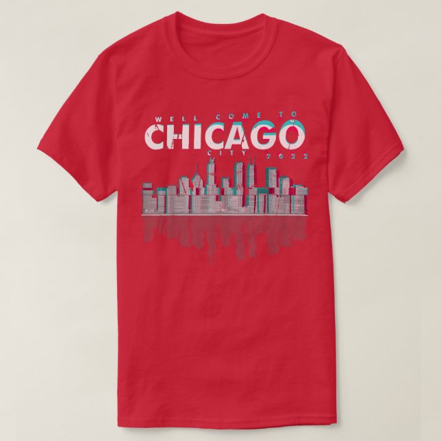 Camiseta Chicago City Skyline Lights at Night Urban Cobrir  (Frente do Design)